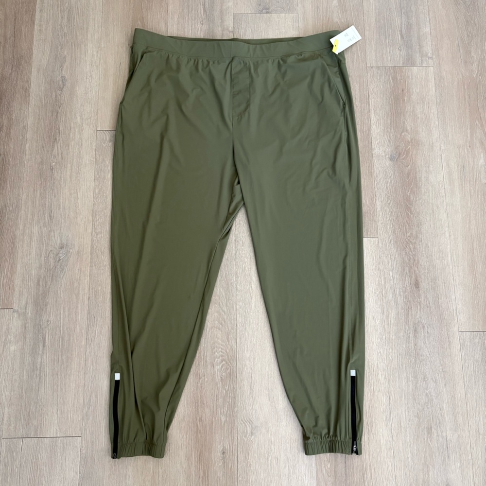 All in Motion Mens Jogger Run Pants XXL Olive Lightweight Moisture Wicking